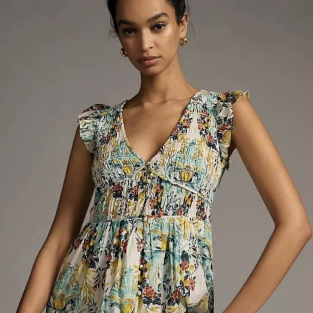 Anthropologie The Peregrine Smock Midi Dress - Picture 2 of 7